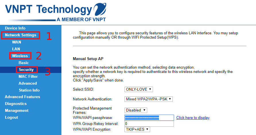 Đổi mật khẩu wifi VNPT